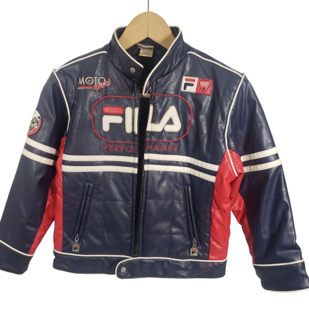 RARE Fila Moto Sport Racing Race Car Jacket Boys Kids‎ Performance  7